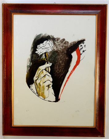 Guttuso "Senza titolo" litografia (cm 60x43) prova d'artista, firmata e...