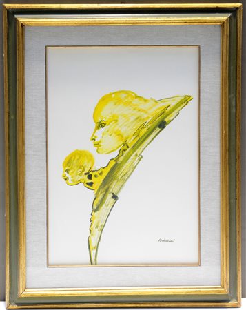 Brindisi "Senza titolo" litografia (cm 47x32,5). In cornice