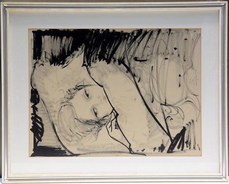 Gino Giusti "Senza titolo" stampa (cm 64x47). In cornice