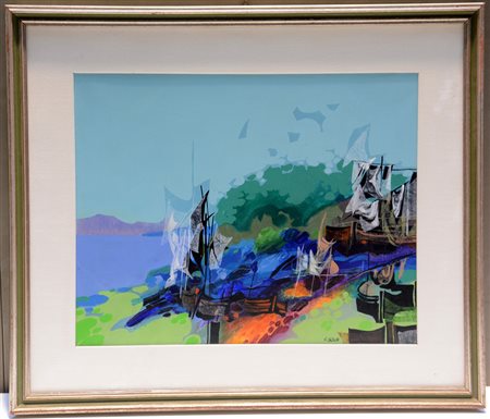 Giancarlo Isola "Senza titolo" tecnica mista su tela (cm 40x50) firmato in...