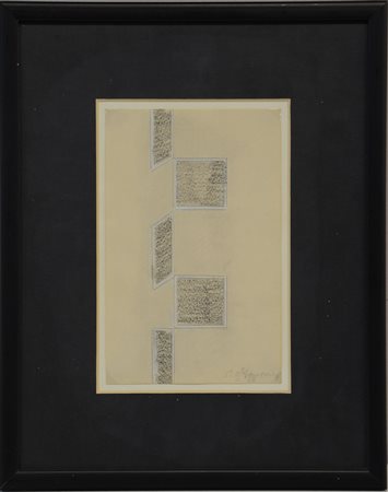 Paul Mansouroff "Composizione '58" tecnica mista su carta (cm 21x13) firmato...