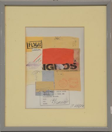 Urban F. "Flavio" '84, collage su carta (cm 27x20) firmato in basso a destra....