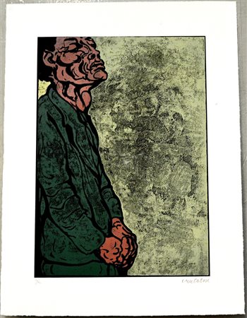 Cantatore Domenico "Senzatitolo", litografia(cm 60x45), firmata e numerata es...