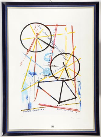 Schifano Mario Homs (1934- Roma 1998) "Schema di kit bici da corsa"...
