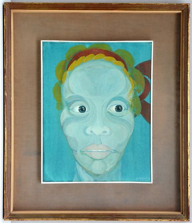 Gioxe De Micheli Milano (1947- ) "Il volto" 1969 Olio su tela (cm 45x35)...
