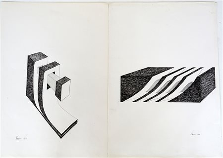 Franco Zazzeri Firenze (1938- ) "Senza titolo" 1973/74 Coppia di disegni a...