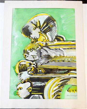 Remo Brindisi Roma (1918- Lido di Spina 1996) "Senza titolo", tecnica mista...