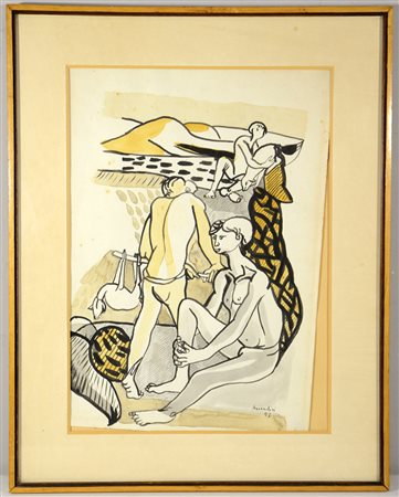 Remo Brindisi Roma (1918- Lido di Spina 1996) "Senza titolo" 1953, tecnica...