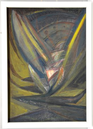 Bragaglia. "Compenetrazioni" tecnica mista su masonite (cm 100x70) firmato al...