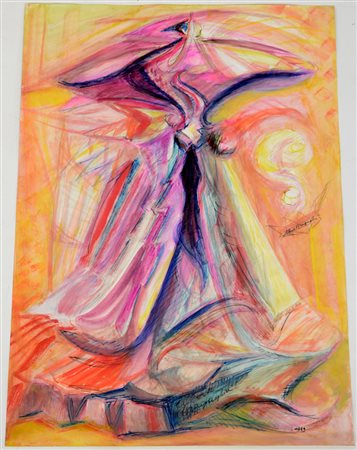 Bragaglia "Composizione astratta" 1969, tecnica mista su carta (cm 70x49,5)...