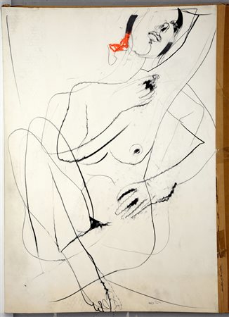 Sandro Trotti Monte Urano (1934- ) "Nudo femminile" tecnica mista su...