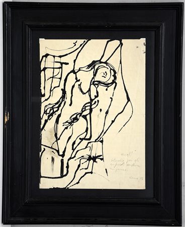 Angeli "Studio per gli impiccati" 1956, china su carta (cm 41x29,5) firmato,...