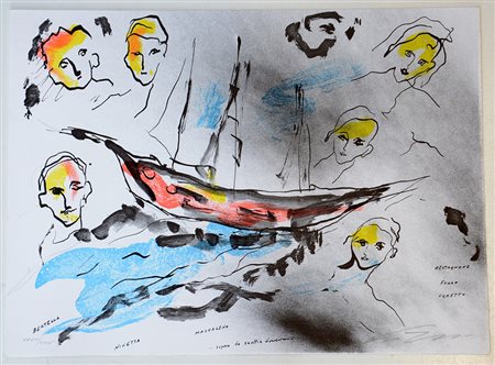 Ernesto Treccani Milano (1920- Milano 2009) "Senza titolo" litografia tratta...