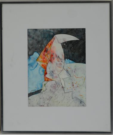 Dova Ignoto "Senza titolo" tecnica mista su carta (cm 23,5x17,5) iscritto...