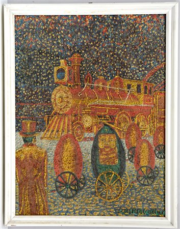 Chiericalli "Locomotiva" olio su tela (cm 80x60) firmato in basso a destra....