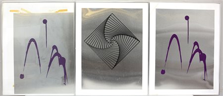 Firma indecifrata "Composizioni astratte" lotto composto da tre multipli su...