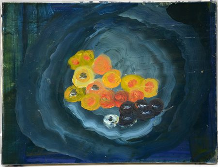 Firma indecifrata "Natura morta" acrilici su tela (cm 30x40) firmato e...