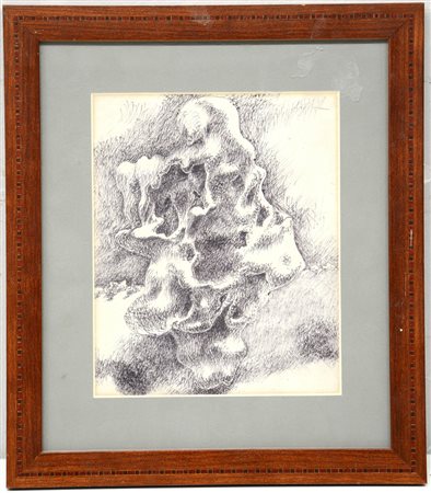 Ignoto "Composizione astratta" biro su carta (cm 21,5x17,5). In cornice†