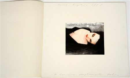 Ignoto "Figura femminile" tecnica mista su cartoncino (cm 16x18) datata,...