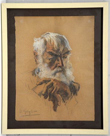 Firma indecifrata "Testa di carattere" tecnica mista su carta (cm 43x32,5)...