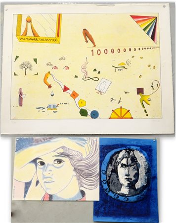 Cartella contenente una litografia, una serigrafia e alcune riproduzioni di...