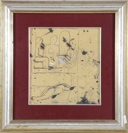 Ignoto "Studio per figure" tecnica mista su carta applicata su cartoncino (cm...