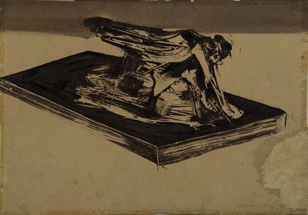 Firma indecifrata "Studio 1959" tecnica mista su carta intelata (cm 20x28)...