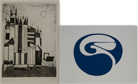 Lotto composto da un'incisione di Gentilini e una serigrafia di Munari,...