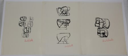 "Progetti" gruppo di tre serigrafie firmate Andrea Cascella (cm 60x48) (lievi...