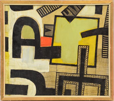 Ignoto "Composizione astratta" tecnica mista su cartoncino (cm 26,5x30). In...