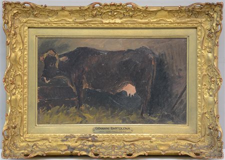Bartolena Giovanni. "Mucca" 1925. Olio su compensato (cm 22x37). Firmato e...
