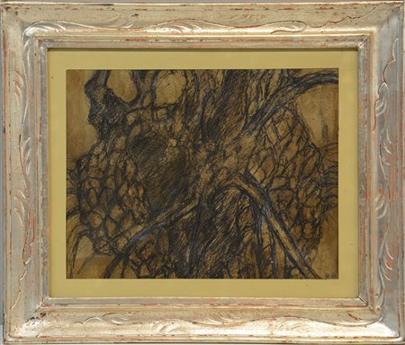 Ignoto "Composizione astratta" tecnica mista su carta (cm 20,5x26,5) siglato...