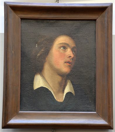 Scuola fiamminga del secolo XVIII "Ritratto di giovane" olio su tela (cm...