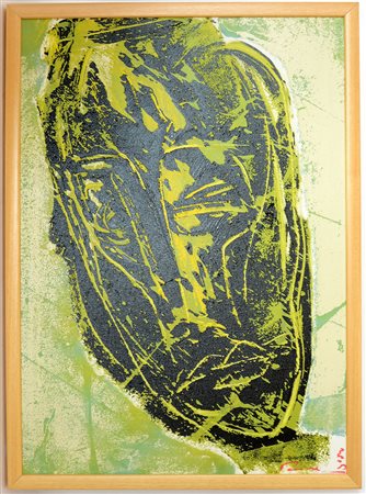 Firma indecifrata "Composizione astratta" tecnica mista su tela (cm 70x50),...