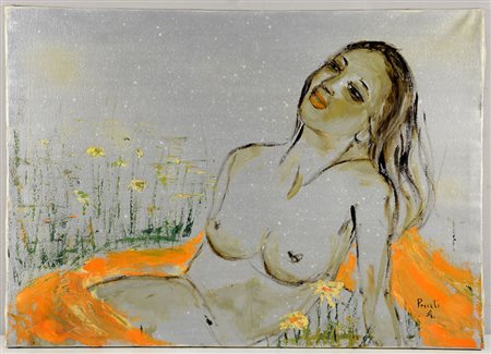 Precali "Nudo" tecnica mista su tela (cm 50x70) firmato in basso (lievi difetti)