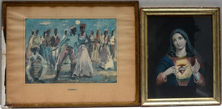 Lotto composto da una stampa e da una riproduzione in cornici (difetti)