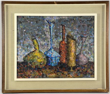 Ignoto "Natura morta" assemblage a mosaico (cm 40x50) (lievi difetti)