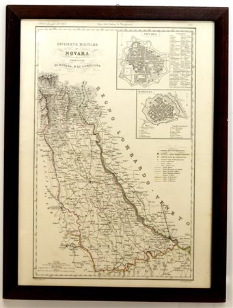 Stampa raffigurante carta dei territori di Novara e Mortara (cm 55x40). In...