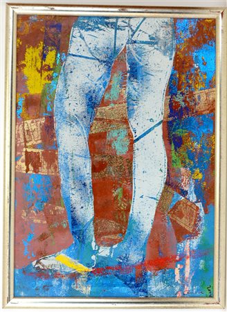 Firma indecifrata "Composizione astratta" 2004, tecnica mista su tela (cm...