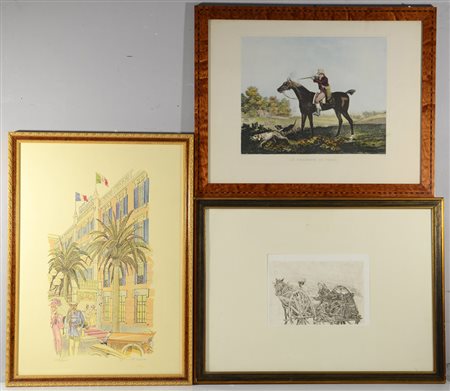 AA. VV. Lotto composto da tre stampe di misure e soggetti diversi. In cornici