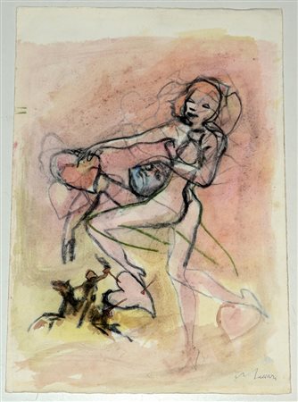 Mino Maccari Siena (1898- Roma 1989) 'Figure' tecnica mista su carta (cm...