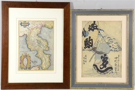 Lotto composto da una stampa giapponese e da una raffigurante la Calabria,...