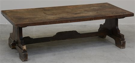 Tavolo basso in legno ,gambe a Lira (cm 148x44x61) (difetti) Provenienza: Ca'...