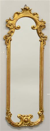 Specchierina rettangolare in legno dorato decorato a volute (cm 72x28)