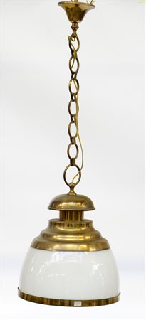 Lampadarietto ad una fiamma in metallo con paralume in vetro