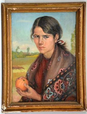 Lidia Belgiojoso - "La venditrice di arance" olio su tela (cm 59x43) Firmato...
