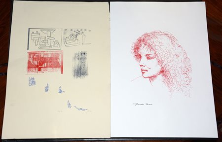 Lotto di quattro grafiche di autori differenti (cm 70x50) (lievi difetti)