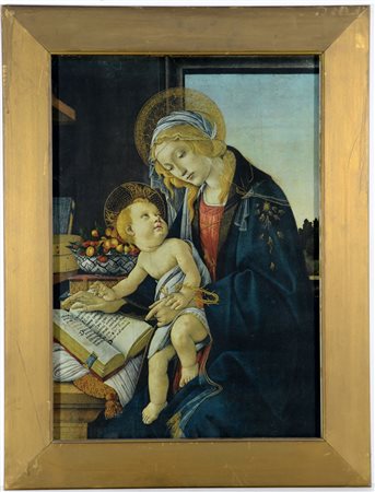 Riproduzione su carta raffigurante la "Madonna del libro" di Botticelli (cm...