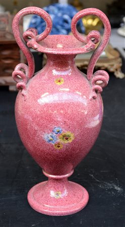 Manifattura F.C.A. Sesto Fiorentino, vaso biansato in ceramica con decoro...