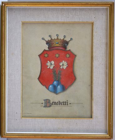 Tino Carlevero. "Stemma nobiliare", tecnica mista (cm 40x30). Firmato in...